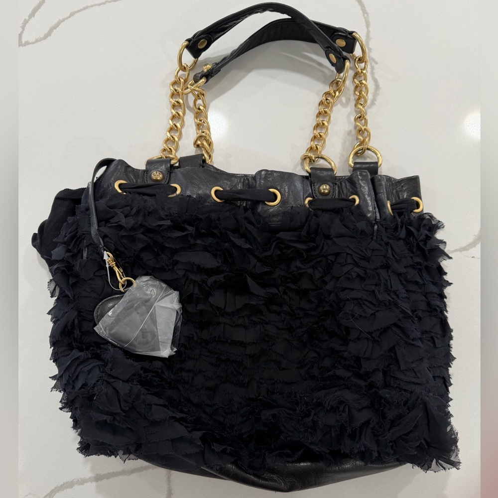 Juicy Couture silk chiffon and leather handbag